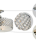 Dope 3 Light K9 Crystal Flush Mount Ceiling Chandelier In Chrome Finish with detailed crystal and base view