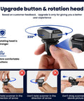 Close-up of Ring Wearable 2D Barcode Scanner with USB Wired 2 4G Wireless and Bluetooth 3 in 1 Connection showing rotation head.