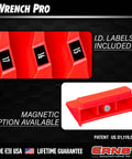 Modular Wrench Organizer For Twenty Tools With Magnetic Base Built In The USA, showing red compartments and ID labels