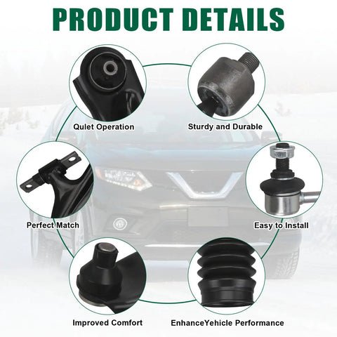 Beefy Front Lower Control Arms With Ball Joints For Nissan Rogue 2014 To 2020 showcasing details like durable materials and easy installation.
