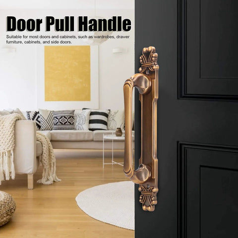 Antique Zinc Alloy Door Pull Handle For Cabinets And Drawers on black door, surface mounted furniture hardware, indoor living room view