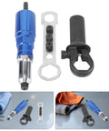 Cordless Rivet Nut Setter Tool Kit for Metal with aluminum alloy body and plastic handle, ideal for auto repair projects.