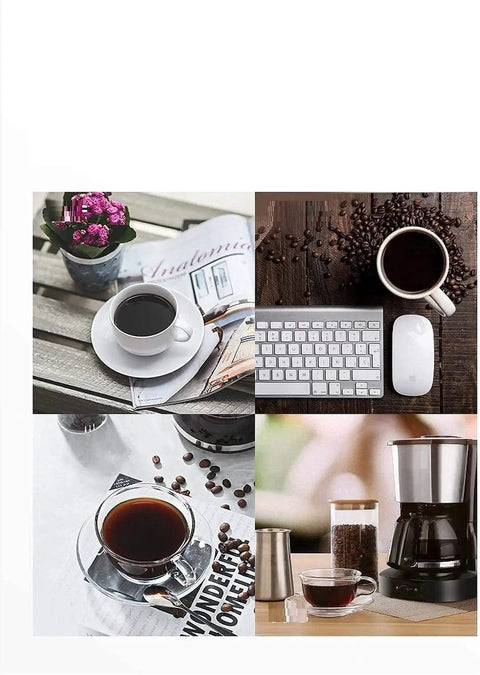 Various coffee setups featuring an Automatic Mini Drip Coffee Maker Equipped With A Reusable Permanent Filter And Backlit Soft Touch Screen For On The Go Cafe Style Java That Keeps Your Daily Grind Flowing Smoothly All Day Long.