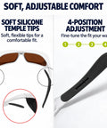Badass Fiber Laser Safety Glasses Packing OD7 Protection For 532Nm And 1064Nm Waves with adjustable silicone temple tips.