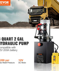 8 Quart Hydraulic Power Unit With Double Acting Pump 12V DC Motor Metal Oil Reservoir For Dump Trailers And Car Lifting