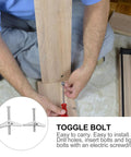 Heavy Duty Toggle Bolts And Wing Nut Kit For Drywall Installation M5 M6 Threaded Screws in use on wooden planks