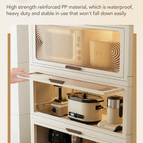 Super Roomy Foldable Storage Boxes With Open Front Stackable Fabric Organizers For Clutter Free Living Heavy Duty game changer holding kitchen appliances.