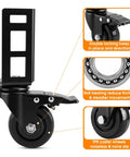 8 Pack 3 Inch Heavy Duty Caster Wheels With Beefy 3mm Steel Brackets 3000 Lbs Capacity For Storage Rack shows double locking and ball bearing features.