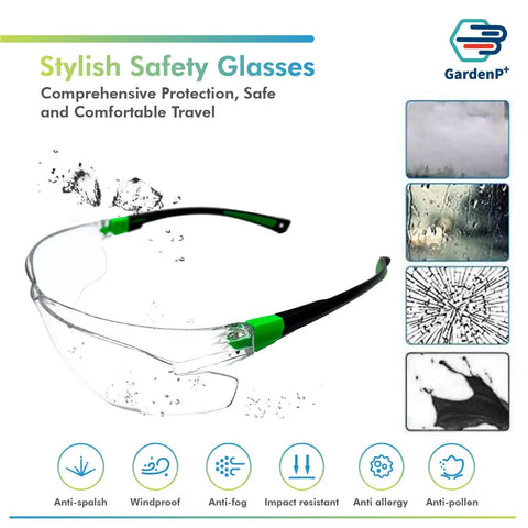 Rock Solid Pair Of Uv Shielding Safety Glasses With Anti Fog Scratch Proof Wraparound Lenses Perfect For Work Sports Yard Chores Or Driving Featuring Ansi Z871 Standard comfortable nose guard and flexible temples close-up view.