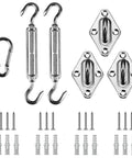 Triangle Shade Sail Hardware Kit Stainless Steel 304 Marine Grade Includes Turnbuckles Pad Eyes Snap Hook 18 Piece DIY Ready Outdoor Installation Kit Weather Resistant For Patio Lawn Garden Silver