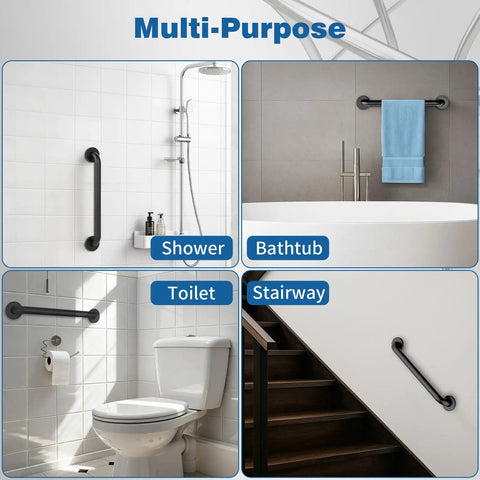 Hella Tough Stainless Steel Shower Grab Bars For Seniors And 12 Inch Anti Slip Bathroom Hand Rails in multi-purpose use areas.