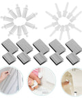 Snappy Swappable Shutter Repair Pins For Window Louvers With No Fuss Install And Heavy Duty Plastic Louver Clips arranged in circles and sets.