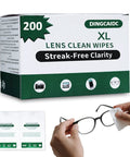 Box of 200 XL lens clean wipes for glasses and devices, individually wrapped, ammonia-free, streak-free.