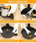Instructions for changing disc on 7-Inch Air Angle Grinder Heavy-Duty Pneumatic Workhorse With High-Torque Motor Hits 7500 RPM Free Speed.