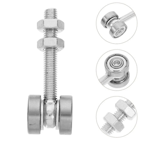 Tough As Nails Heavy Duty Sliding Door Wheel Pulleys With Stainless Steel Double Bearing Rollers, showcasing stainless steel construction and dual groove design.