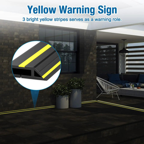 Heavy Duty PVC Cord Cover Protector 10 ft Floor Cable Duct with Yellow Stripes for Trip Hazard Prevention at an Event
