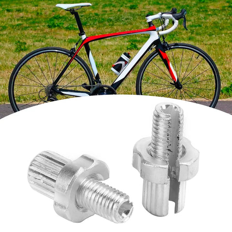 Beefy 7mm M7 Brake Lever Adjusters 2 Pack for Road and Mountain Bikes Aluminum Alloy Silver, shown with bike.
