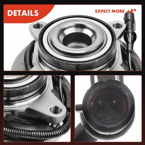Heavy Duty Front Wheel Hub Assembly With Integrated Abs Sensor For Ford Expedition close-up view, showing pre-greased bearings and connections.