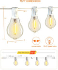 Outdoor String Lights With Remote Control 75 Ft Waterproof Patio Lighting Kit With 75 Globe G40 LED Bulbs diagram