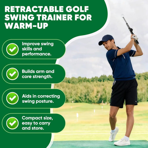 Retractable Golf Swing Trainer With Grip Trainer And Click Feedback For Tempo And Swing Mechanics Weighted Indoor Practice Stick For Home Office Use Great Gift For Men And Women Beginners