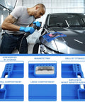 Blue Silicone Tool Tray For Auto Repairs Flexible Magnetic Tool Holder With Small Parts Tray Non Slip Organizer on car hood
