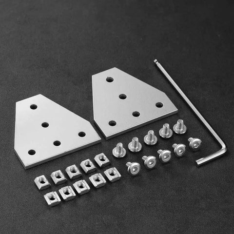 Kickass 2020 Series Aluminum Corner Brackets And Five Hole T Shape Joint Plates For Building Heavy Duty Industrial Rigs with hardware