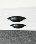 10 Pack 3 Inch Matte Black Cabinet Cup Pulls Solid Zinc Alloy Build kitchen drawer handles on white cabinet.