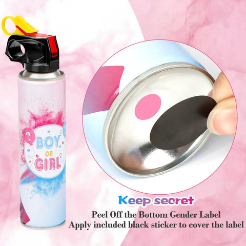 Next Level Gender Reveal Fire Extinguisher Smoker Bomb Two Pack Biodegradable Baby Shower Party Decorations Pink Blue canister with gender label.