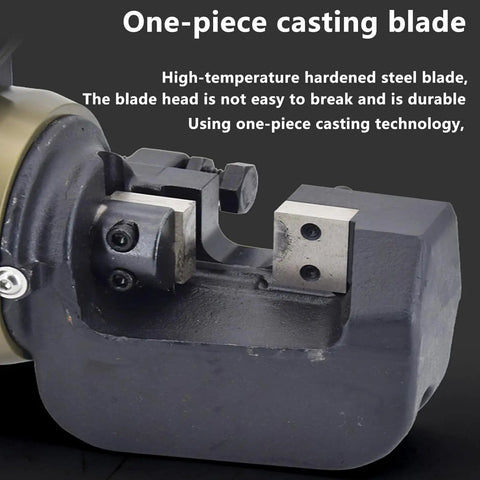 Electric Hydraulic Rebar Cutter Tool 1800W Pro Grade Fast Five Second Cut With Cr12MoV Blades, detail of one-piece casting blade.