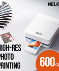 Portable 2x3 Inch Photo Printer For Smartphones On The Go Instant Color Inkjet Printer With Sticky Back Paper in use, 600 dpi print