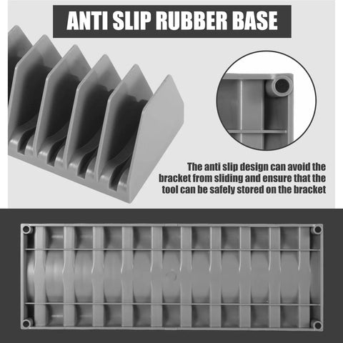 Anti-slip base of Two Pack Wrench Organizer Tray Set For Tool Box Drawers, showing gray ABS material and slots for wrenches.