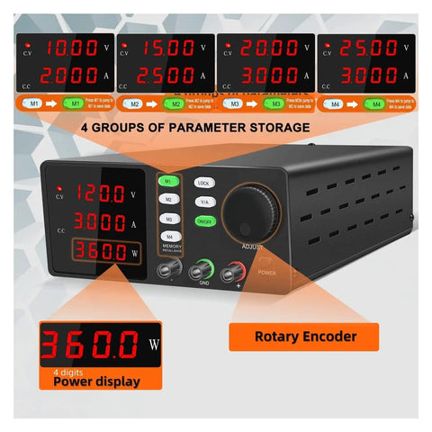 Programmable USB Adjustable Lab Power Supply For DIYers And Tech Pros, 0 To Rated Voltage, 0-60V Output, 0-10A Current, 120V Input