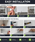 Installation guide for Kickass Wall Mount Weatherproof EV Charger Cover; assembly and mounting steps shown.