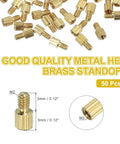 50 Piece M2 X 3 Plus 3 Millimeter Male Female Brass Hex Spacer Standoff Kit In Gold Finish For Fpv Drones Quadcopters And Pcb Motherboards Snug Fit And Rock Solid Durability For Any Build - image of gold brass hex standoffs
