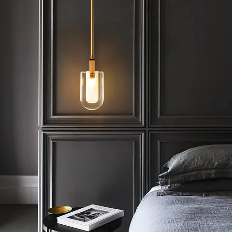 Gold Pendant Light Fixture Modern Mini Crystal Chandeliers Pendant Lighting in bedroom with ambient glow and modern decor vibe