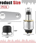 Dimensions of Heavy Duty 12V 50A Push Button Starter Switch Two Pack waterproof momentary start button.