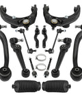 14 Piece Front Suspension Replacement Kit For Ford Fusion And Mercury Milan featuring control arms, tie rods, and sway links.