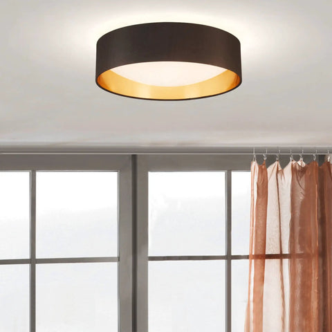 16 Inch Flush Mount LED Ceiling Light Fixture Dimmable Black Exterior Gold Interior for Living Room Bedroom Hallway Dope Modern Style Energy Efficient