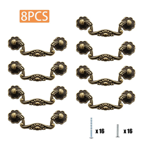 Heavy Duty Zinc Alloy 8 Pack 3 Inch Antique Brass Cabinet Handles For Kitchen Drawers Vintage Bar Pulls Solid Construction with screws