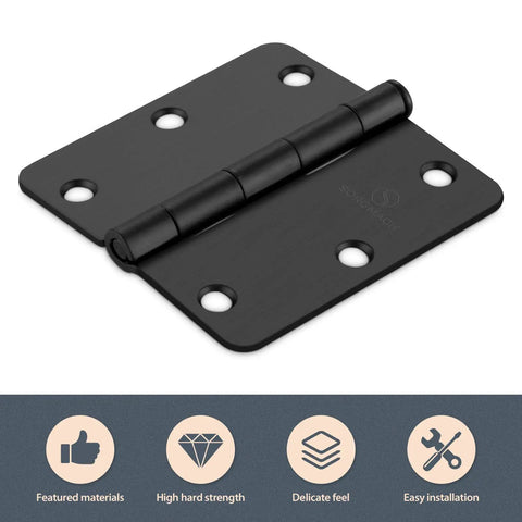Heavy Duty Interior Door Hinges Matte Black 3.5 Inch flat iron hinge showing seamless design for smooth operation.