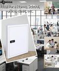 Wall Mount Medicine Cabinet With Code And Key Locks Locking Corner First Aid Cabinet Space Saving Corner Storage With Three Adjustable Shelves Anti Pry Steel Door For Bathroom Office School Home shown with lock detail