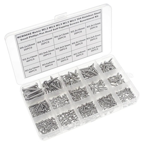 No Nonsense 304 Stainless Steel Screw Assortment 480 Pieces Metric Fasteners M2 2 To M4 2 in clear organizer box.