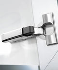 Smooth As Butter Soft Close Add Ons For Cabinet Doors, Eight Piece Steel Upgrade Pack For Clip Top Hinges, close up of steel hinge.