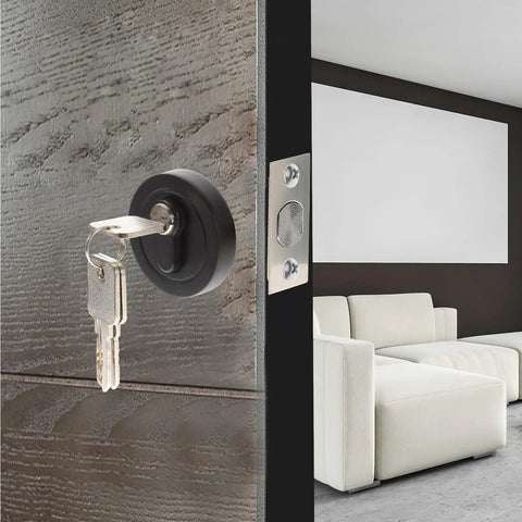 Black Zinc Alloy Deadbolt Lock Single Cylinder For Bedroom Doors With Keys Heavy Duty Entry Hardware close-up with keys