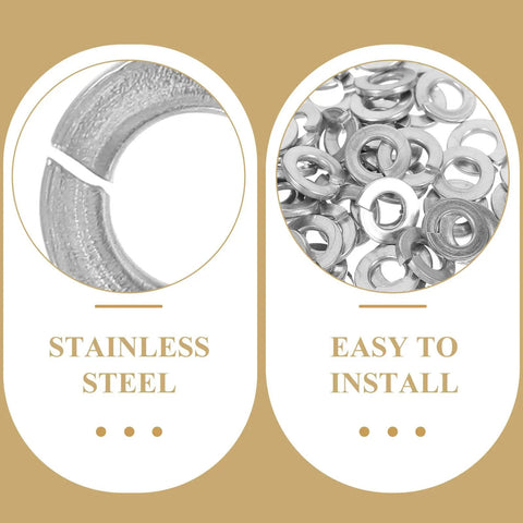 One Hundred Pcs 1/4 Inch Stainless Steel Spring Lock Washers Set For Industrial Fastening And Anti Loosening Applications With 304 Stainless Steel Split Repair Washers Kit Heavy-Duty Jobsite Ready, stainless steel washers