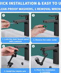 Ultra Versatile 1440 Degree Rotating Faucet Extender For Kitchen And Bath, 1080 Plus 360 Swivel Angles installation steps