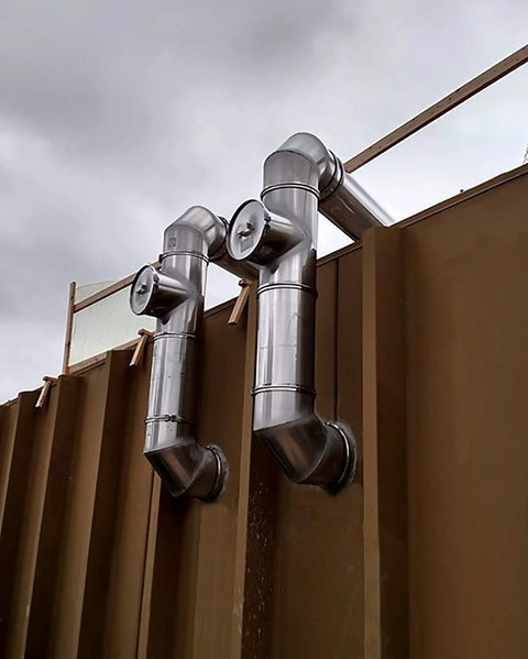 Single Wall Stainless Steel Pre Engineered Grease Duct For Smoke And Grease Vapors Removal No On Site Welding Required installed outdoors