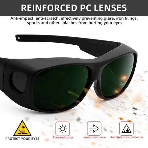 Top Shelf Welding Glasses And Plasma Cutting Goggles With Ir 5.0 Shade And Ansi Z87.1 Certified Eye Protection Laser Filtering UV Defense Lightweight No Sweat Fit Built To Thrash For Daily Shop Work Packed In Two Pack with reinforced PC lenses.