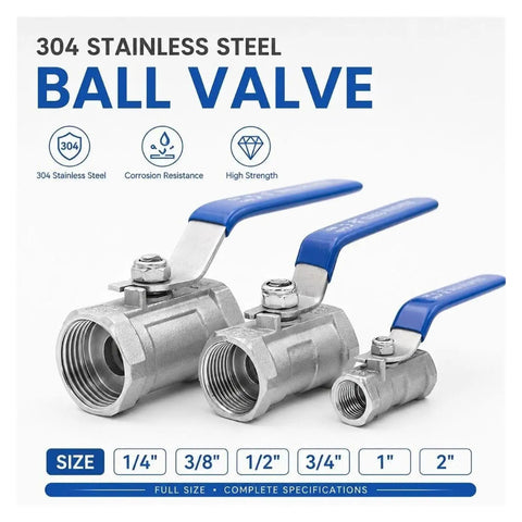 Heavy Duty Female Threaded Ball Valve Switch With Lock Tight Seal And Runs Slick Handle Design For Reliable Pipeline Fluid Control And Long Term Leak Free Operation Performance Guarantee, 304 stainless steel.