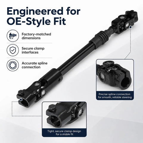 Power Steering Intermediate Shaft Assembly Replacement for Jeep Cherokee 1984 1991 1993 1994 Comanche 1986 1992 Wagoneer 1984 1990 with U Joint Coupler OEM Style Fit Durable Steel Construction Smooth Steering and Plug And Play Install, black steel shaft